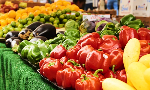 Fruits and vegetables at a farmer's market